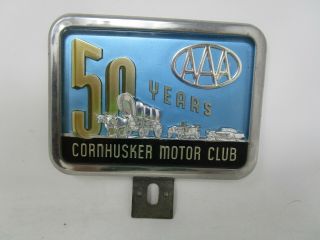 Vintage Cornhusker Aaa Motor Club (50 Years) License Plate Topper