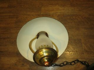 Vintage Enamel Metal Shade Hanging Light Lamp Electric Glass Hurricane Style 3