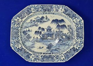 Late 18th/early 19th Century Chinese Blue And White Serving Platter Stapled