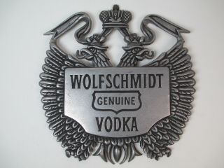 Vintage Wolfschmidt Vodka Metal Tray Sign Liquor Bar Pub Decor Advertising