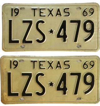 Texas 1969 License Plate Pair,  Lzs 479