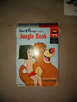 Vintage 1966 Walt Disney Jungle Book Edu - Cards Educational Card Game Complete