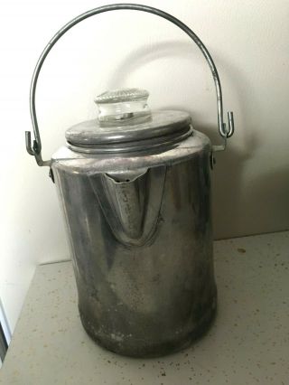Vintage Aluminum 9 Cup Percolator Camping Hiking Coffee Pot Coffee Maker