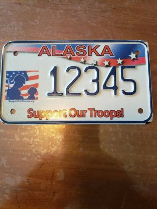 Alaska Motorcycle License Plate Support Our Troops