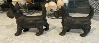 Antique Cast Iron Black Scottish Terrier Scottie Dog Door Stop Book Ends Hubley