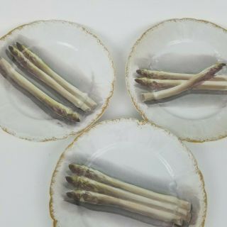 Antique Limoges LDBC Red Mark Asparagus Set of 6 Plates Hand Painted Signed Rene 3