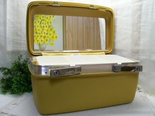 Vintage Gold Samsonite Aspen For Jc Penney Hard Shell Makeup Train Case Luggage