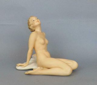 Antique Porcelain German Art Deco Figurine of Nude Lady by Wallendorf 2