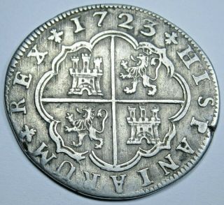 1723 Spanish Silver 2 Reales Antique 1700 