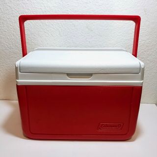 Vintage Coleman Personal Cooler White / Red 5205 Flip Top Lunch Box Made In Usa