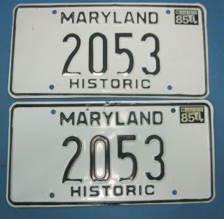 1985 Maryland Historic License Plates Matched Pair
