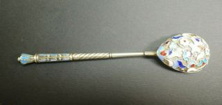 Antique Imperial Russian Cloisonné Enamel Spoon 84 Kokoshnik Moscow