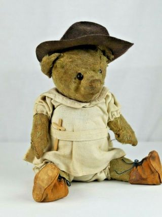 Antique Early Steiff Mohair Teddy Bear With Shoe Button Eyes Fully Jointed