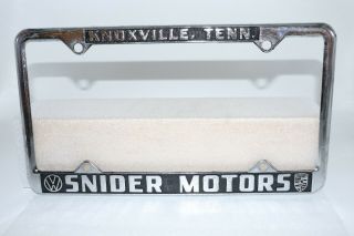 Vintage Snider Motors Vw Porsche License Plate Frame Knoxville Tn.