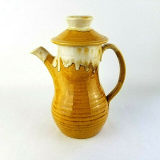 Vintage Irish Youghal Pottery Hand Thrown Hand Glazed Yellow Dripware Teapot