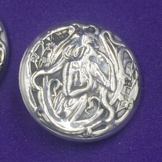 Set Of 6 Art Nouveau Silver Buttons Birmingham 1902