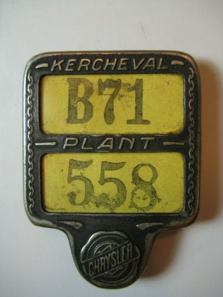 Antique Chrysler Kercheval Detroit Plant Employee Badge Pin - Dewey G.  Glasscock