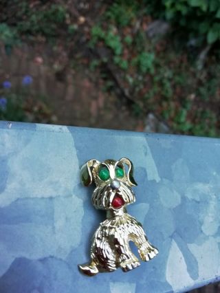 Cute Vintage Sarah Coventry Gold Tone Puppy Dog Brooch 3