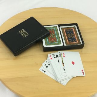 Vintage Kem Arabesque Plastic Coated Playing Cards - 2 Decks With Case Usa