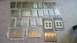 Twenty Six 26 Brass Metal Electric Light Switch Wall Plate Cover Screws Vintage
