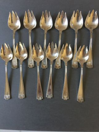Gorham Etruscan Sterling Silver Set Of 12 Ice Cream Forks 5.  25  M "