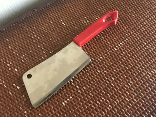 Vintage Quikut 10 " Meat Cleaver Knife 5 - 1/4 " Blade Red Handle Stainless C1