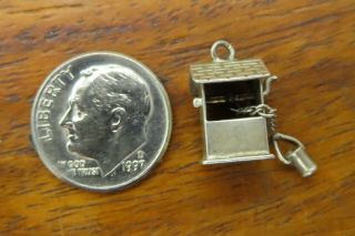 Vintage Silver Country Water Wishing Well Movable Handle Chain & Bucket Charm
