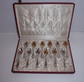 (12) Bruckmann & Sohne Of Germany 800 Silver Demitasse Spoons W/original Case