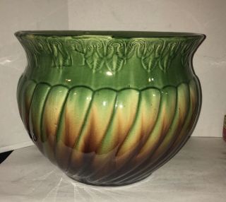 Huge Art Pottery Blended Majolica Glazed Victorian Antique Jardiniere Vase