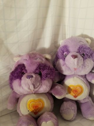 1984 Kenner Care Bear Cousins 2 Bright Heart Raccoon Purple Stuffed Plush