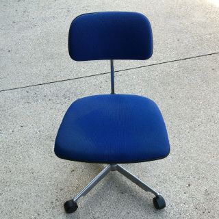 Vintage Herman Miller Eames Blue Office Chair Aluminum Base Mcm W/ Wheels