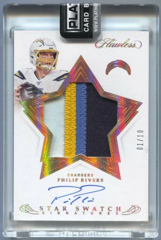 2019 Panini Flawless Philip Rivers Autograph Star Gold 4 Color Patch Auto /10