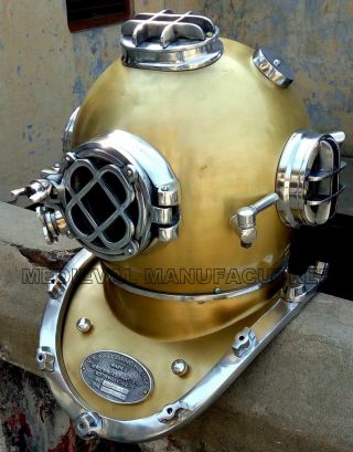 X - Mas 18 Inch Us Navy Diving Helmet Mark V Deep Sea Divers Helmet Vintage Re