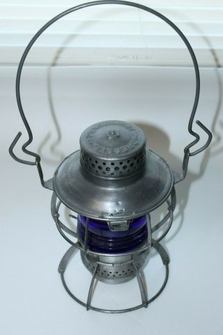 Vintage Dressel Railroad Lantern With Cobalt Blue Globe Arlington Jersey