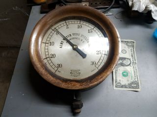 Antique Vintage Steam Pressure Gauge Crosby Brass Bezel 8 - 1/4 " Dia.