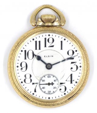 Antique Elgin Father Time Railroad 21 Jewel Pocket Watch Gold Filled C1922
