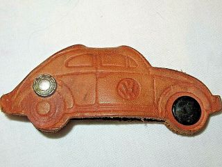 Vintage Volkswagen Vw Bug Leather Key Chain Case Fob 1950s Or 60s Rare