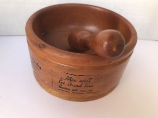 Mortar And Pestle Vintage Wooden Kitchen Spice Herb Grinder Tool Engraved Recipe