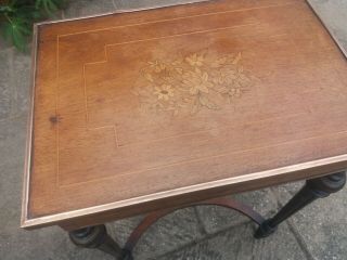 Antique French Inlaid Side Table,  Vanity Table,  Mirror Interior