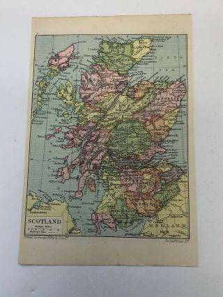 1913: Map Of Scotland & Environs Of London Vintage Print Maps 107 Years Old