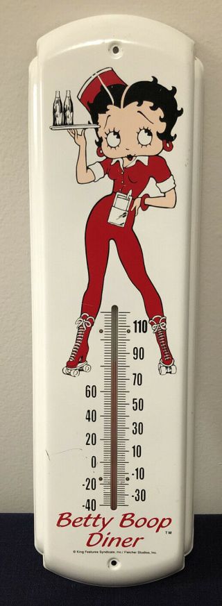 Vintage Betty Boop Metal Thermometer Fleicher Studios Roller Skates Diner Deal