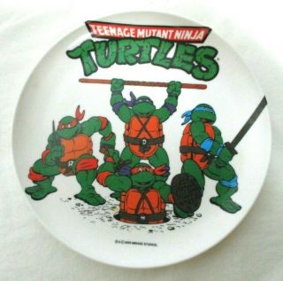 Vintage Teenage Mutant Ninja Turtles 8 " Round Hard Melamine Plastic Plate 1989