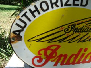 OLD VINTAGE OVAL INDIAN MOTORCYCLES PORCELAIN ENAMEL AUTHORIZED DEALER SIGN 2
