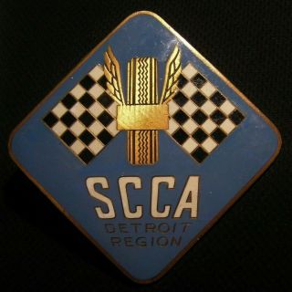 Vintage Scca Sports Car Club Of America Detroit Region Auto Badge - Nos