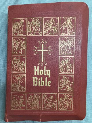 Vtg 1952 Holy Bible Home Edition Catholic Press Illustrated Pope Pius Xii Book