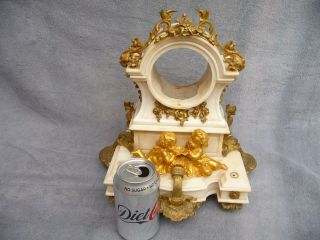 Antique French White Marble Mantle Clock Ormolu Fittings Restoration Project
