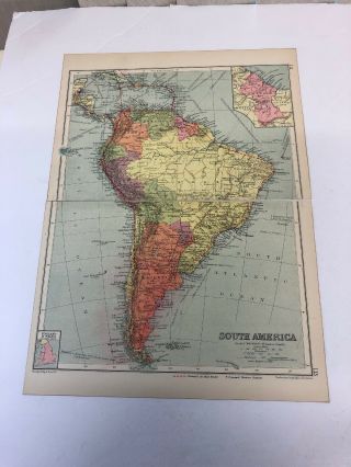Antique 1930 Map: South America Political 90 Years Old Vintage Print