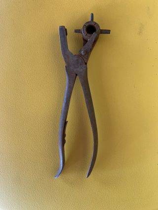 Vintage Forged Steel Leather Eyelet Hole Punch Pliers Cobbler Tool