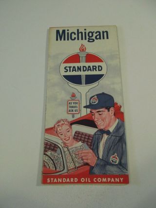 Vintage Standard Michigan State Highway Oil Gas Station Travel Road Map - P5