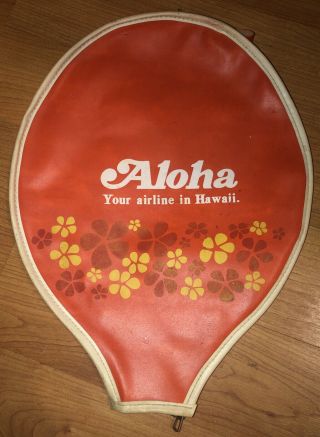 Vintage Collectable Aloha Airlines Tennis Racket Cover Case Hawaii